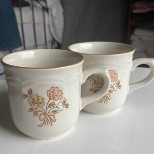 Vintage Cordella Collection Stoneware Cups, Set of 2